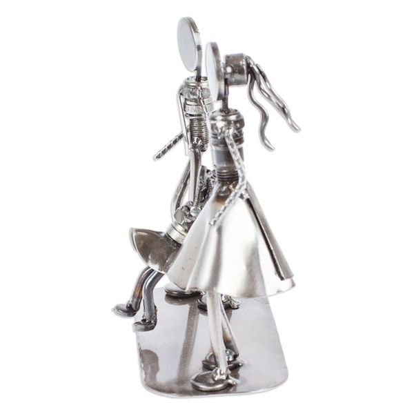 Alternate image for Handcrafted Recycled Auto Part Statuette of Family of Three Family of Three