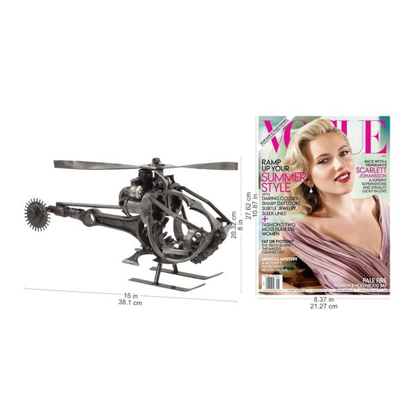 Alternate image for Handcrafted Helicopter Sculpture of Recycled Auto Parts Helicopter