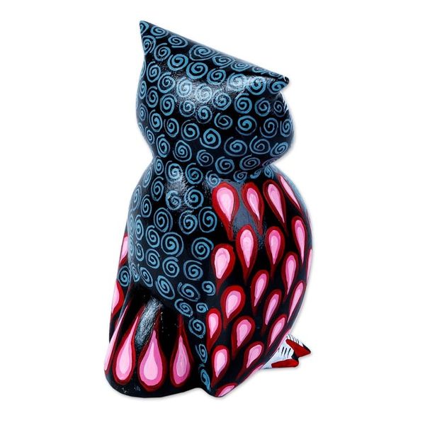 Alternate image for Hand Carved Owl Alebrije with Rosy Wings from Oaxaca Rose Winged Owl