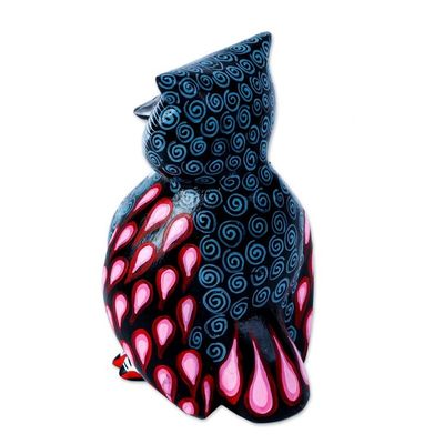 Alternate image for Hand Carved Owl Alebrije with Rosy Wings from Oaxaca Rose Winged Owl