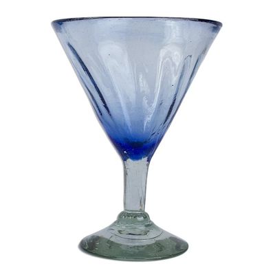 Alternate image for Hand Blown Blue Martini Glasses from Mexico Set of 6 Fiesta Azul