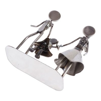 Alternate image for Handcrafted Recycled Auto Part Statuette of Family of Three Family of Three