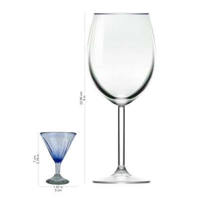 Alternate image for Hand Blown Blue Martini Glasses from Mexico Set of 6 Fiesta Azul