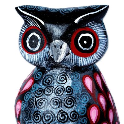 Alternate image for Hand Carved Owl Alebrije with Rosy Wings from Oaxaca Rose Winged Owl