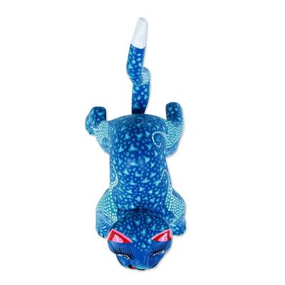 Alternate image for Blue and Teal Alebrije Cat with Star-Like Patterns on Body Celestial Cat