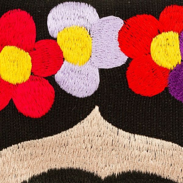 Alternate image for Hand Embroidered Cotton Cosmetic Bag from Mexico Frida with Flowers