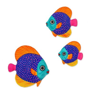 Alternate image for Multicolor Ceramic Fish Wall Decor from Mexico Set of 3 Fish of the Sea