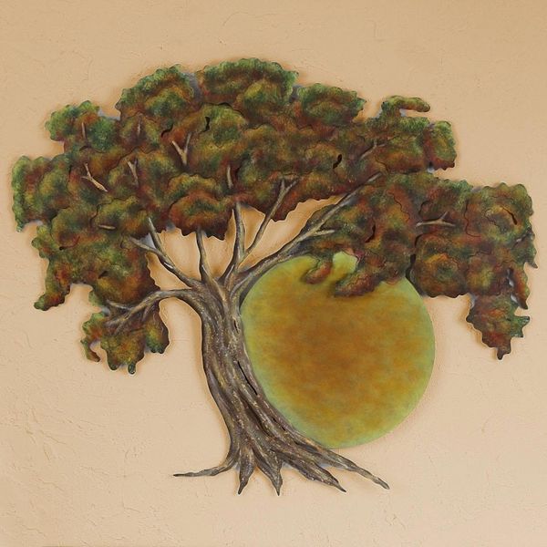 Alternate image for Oak Tree at Sunset Hand Crafted Steel Wall Art from Mexico Sunset Oak