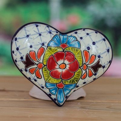 Alternate image for Heart-Shaped Floral Hacienda-Themed Ceramic Sculpture Heart of the Hacienda