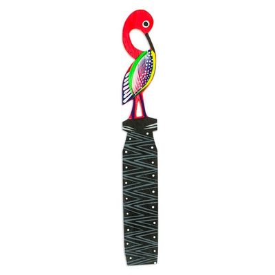 Alternate image for Hand-Painted Pink Flamingo Copal Wood Bookmark from Oaxaca Reading Flamingo