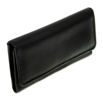 Alternate image for Trifold Black Leather Wallet from Mexico Coporo Black