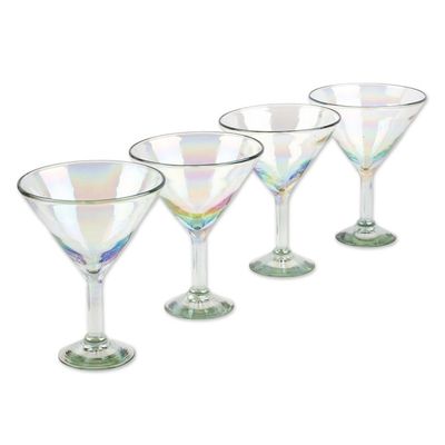 Alternate image for Set of 4 Clear Handblown Martini Glasses from Mexico Ethereal Glamour
