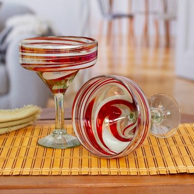 Alternate image for Pair of Eco-Friendly Handblown Margarita Glasses from Mexico Sophisticated Enchantment