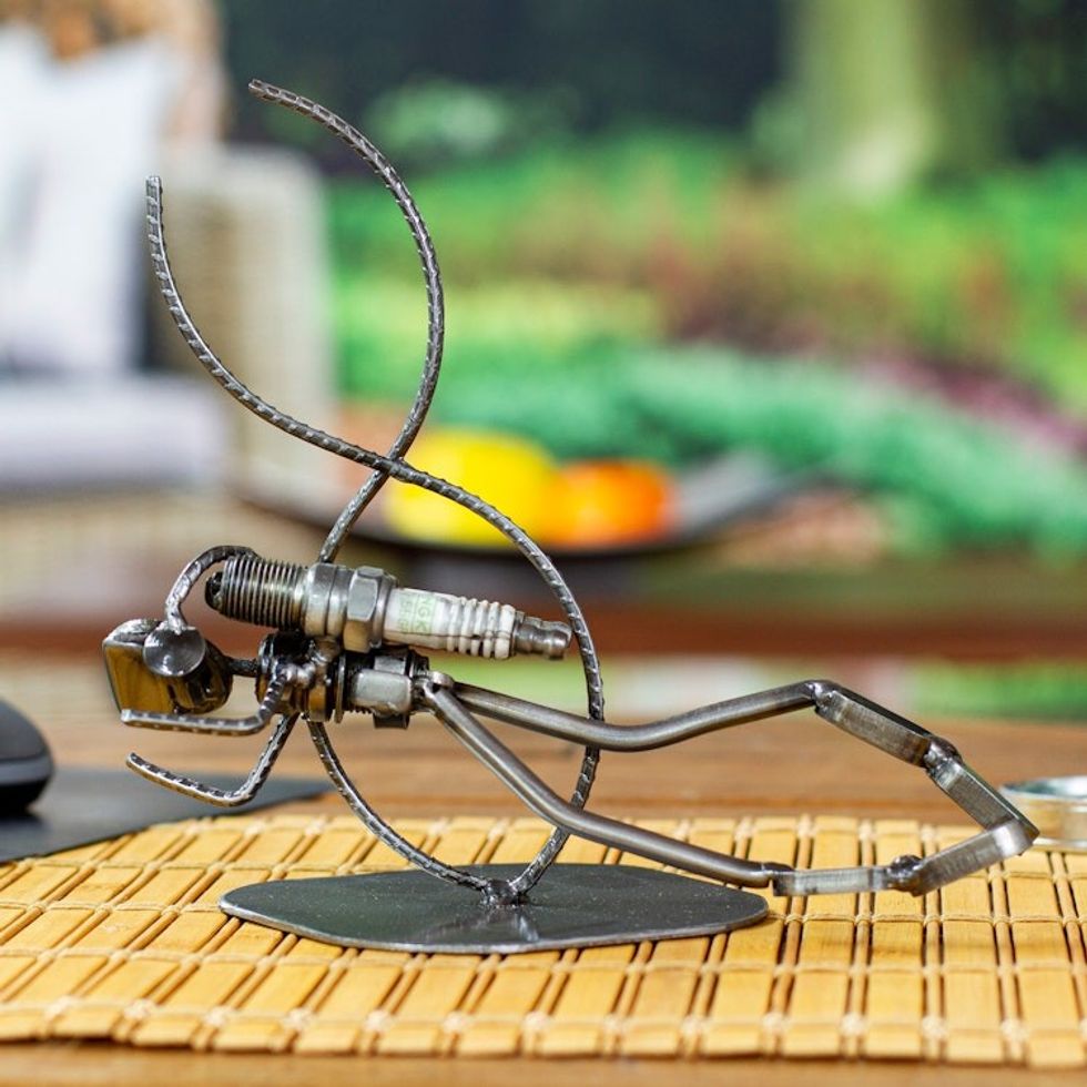 Handcrafted Eco Friendly Recycled Metal Sculpture 'Rustic Scuba Diver'