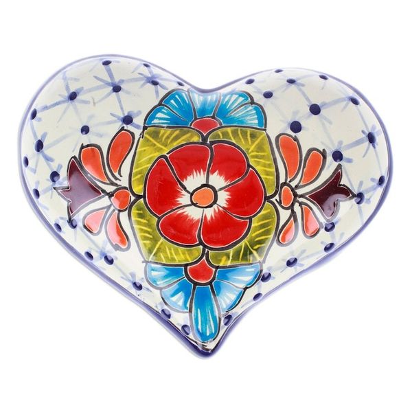 Alternate image for Heart-Shaped Floral Hacienda-Themed Ceramic Sculpture Heart of the Hacienda