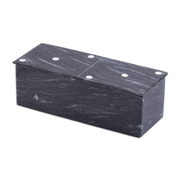 Alternate image for Dark Grey Marble Domino Set with Storage Box 9 Inch Fascinating Challenge