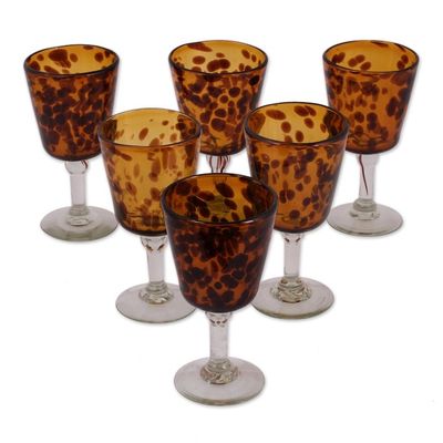 Alternate image for Fair Trade Handblown Wine Glasses Set of 6 Mexico Tortoise Shell