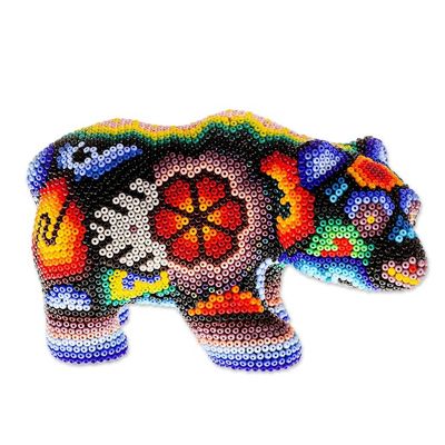 Alternate image for Huichol Bear Figurine from Mexico Flower Bear