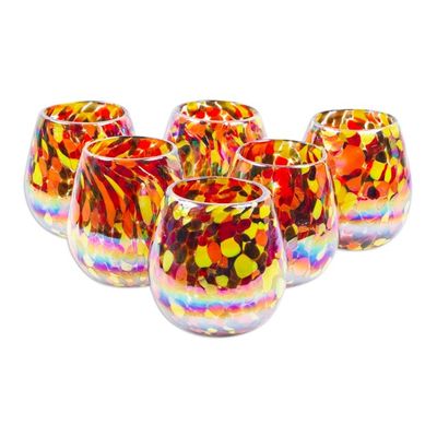 Alternate image for Set of 6 Multicolor Handblown Stemless Wine Glasses Intense Gallantry