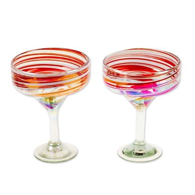 Alternate image for Pair of Eco-Friendly Handblown Margarita Glasses from Mexico Sophisticated Enchantment