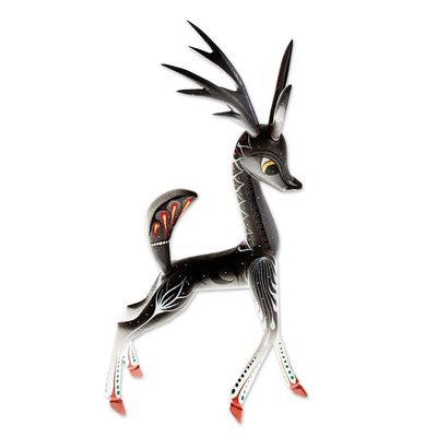 Alternate image for Handcrafted Grey Deer Alebrije Sculpture Dainty Deer in Grey