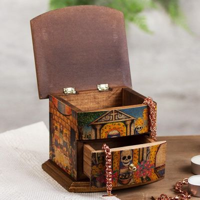 Alternate image for Unique Decoupage Multicolor Wood Jewelry Box Celebrating Day of the Dead