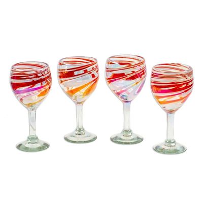Alternate image for Set of 4 Eco-Friendly Red Handblown Wine Glasses Elegance Enchantment