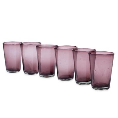 Alternate image for Purple Handblown Glass Recycled Tumbler Drinkware Set of 6 Amethyst