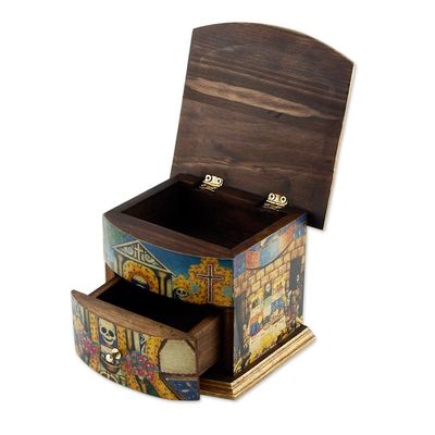 Alternate image for Unique Decoupage Multicolor Wood Jewelry Box Celebrating Day of the Dead