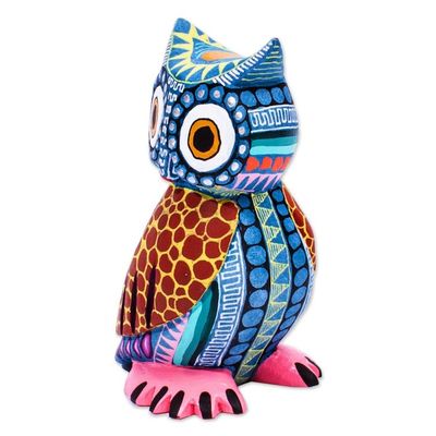 Alternate image for Handcrafted Copal Wood Alebrije Owl Figurine from Mexico Owl Delight