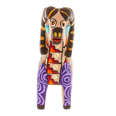 Alternate image for Copal Wood Alebrije Sheep Figurine Hand-Painted in Purple Majestic Sheep