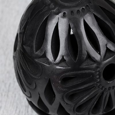 Alternate image for Oaxaca Black Pottery Ceramic Tealight Candleholders Pair Illuminate