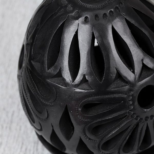 Alternate image for Oaxaca Black Pottery Ceramic Tealight Candleholders Pair Illuminate