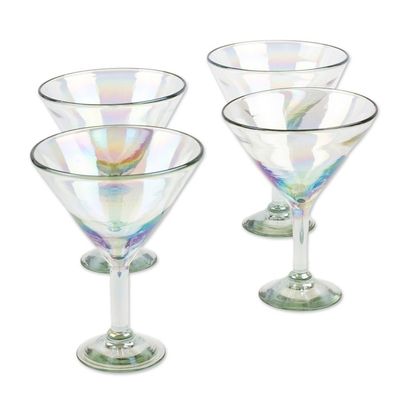 Alternate image for Set of 4 Clear Handblown Martini Glasses from Mexico Ethereal Glamour