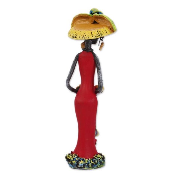 Alternate image for Day of the Dead Catrina Ceramic Figurine in Red Dress Catrinas Sweet Tooth