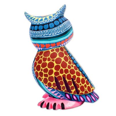 Alternate image for Handcrafted Copal Wood Alebrije Owl Figurine from Mexico Owl Delight