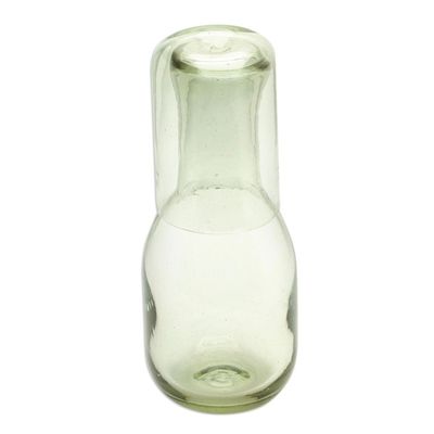 Alternate image for 2-Piece Set of Recycled Glass Handblown Carafe and Glass Cheers