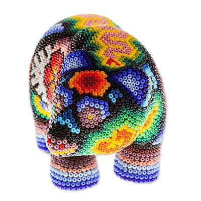 Alternate image for Huichol Bear Figurine from Mexico Flower Bear