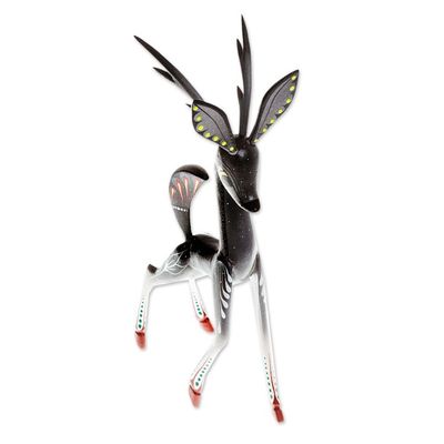 Alternate image for Handcrafted Grey Deer Alebrije Sculpture Dainty Deer in Grey