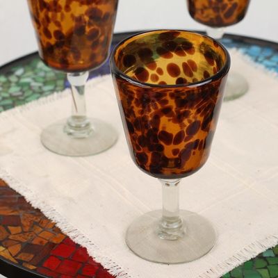 Alternate image for Fair Trade Handblown Wine Glasses Set of 6 Mexico Tortoise Shell