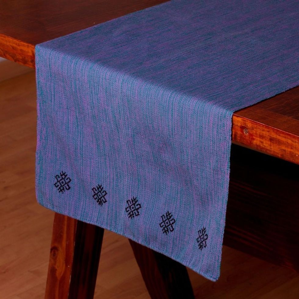 Mexican 100 Cotton Handcrafted Table Runner 'Mayan Home'