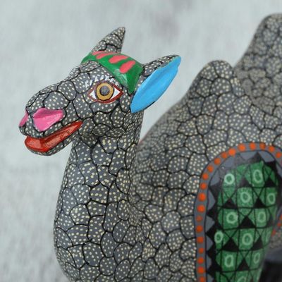 Alternate image for Handcrafted Copal Wood Camel Alebrije Figurine in Grey Cheerful Camel