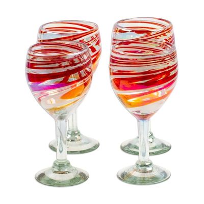 Alternate image for Set of 4 Eco-Friendly Red Handblown Wine Glasses Elegance Enchantment