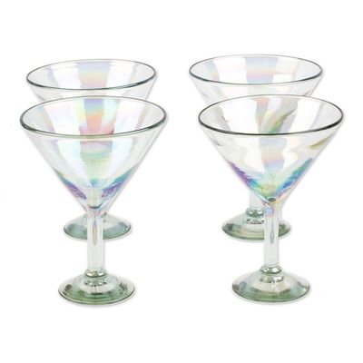 Alternate image for Set of 4 Clear Handblown Martini Glasses from Mexico Ethereal Glamour