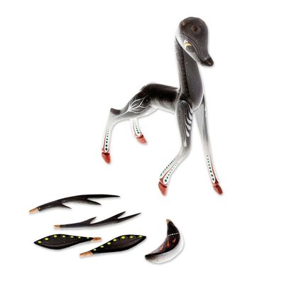 Alternate image for Handcrafted Grey Deer Alebrije Sculpture Dainty Deer in Grey