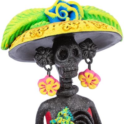 Alternate image for Day of the Dead Catrina Ceramic Figurine in Red Dress Catrinas Sweet Tooth