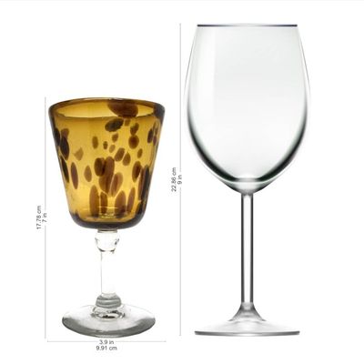 Alternate image for Fair Trade Handblown Wine Glasses Set of 6 Mexico Tortoise Shell