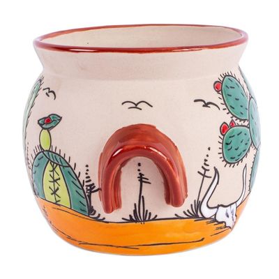 Alternate image for Hand Painted Cacti Flower Pot from Mexico Mexican Desert