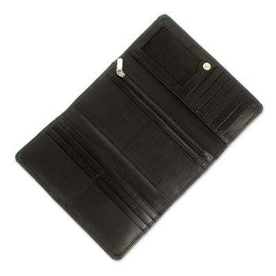 Alternate image for Trifold Black Leather Wallet from Mexico Coporo Black