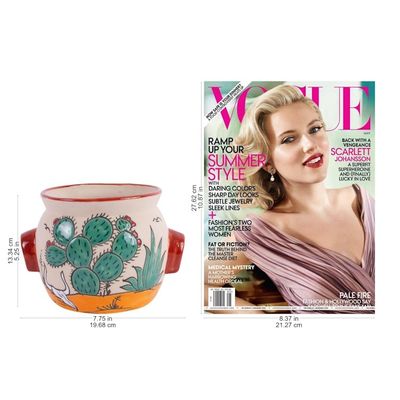 Alternate image for Hand Painted Cacti Flower Pot from Mexico Mexican Desert